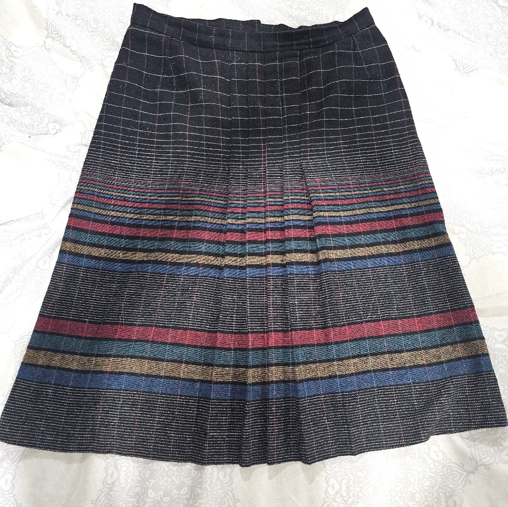 Elegant Multicolor Plaid Vintage Women's Skirt